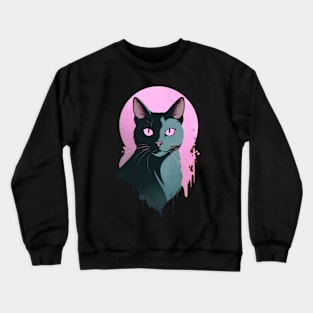 Black and Pink Cat Crewneck Sweatshirt